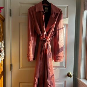 Pink Vegan Leather Trenchcoat